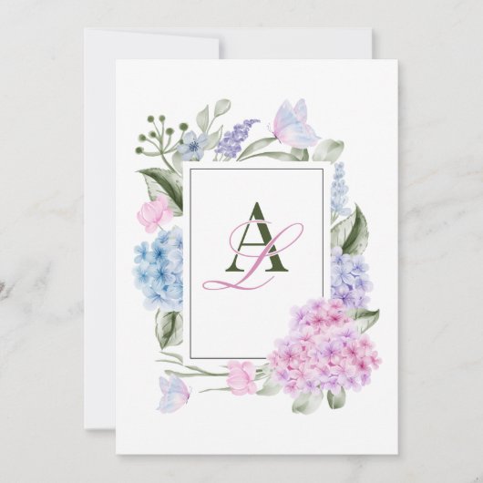 Invitation Mariage d'hydrangée florale esthétique (Devant)
