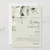 Invitation Mariage d'hydrangées blanches de lumière (Devant)