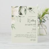 Invitation Mariage d'hydrangées blanches de lumière (Debout devant)