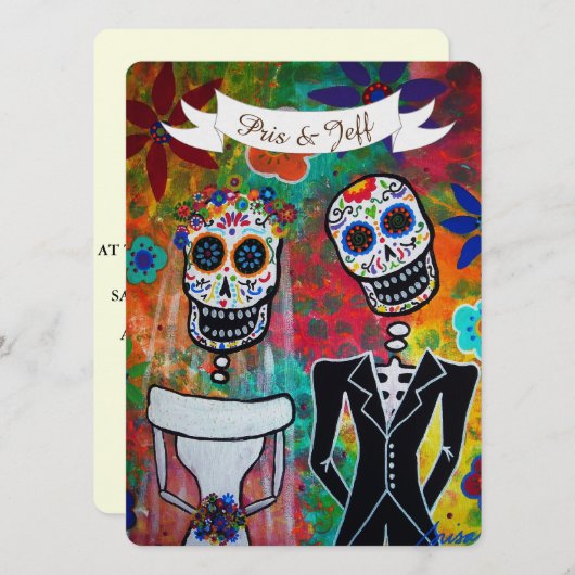 INVITATION MARIAGE DIA DE LOS MUERTOS (Devant / Derrière)