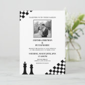 Invitation Mariage Diagonal Black Chess Bold Checkers (Debout devant)