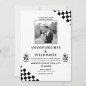 Invitation Mariage Diagonal en gras Fleur noire (Devant)