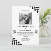 Invitation Mariage Diagonal en gras Fleur noire (Debout devant)