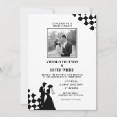 Invitation Mariage Diagonal Noir Silhouette Gras (Devant)