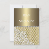 Invitation Mariage diamant dentelle dorée bronze réponse 2 (Devant)
