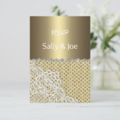 Invitation Mariage diamant dentelle dorée bronze réponse 2 (Debout devant)