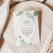 Invitation Mariage diamant Eucalyptus or géométrique