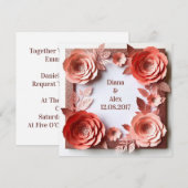 Invitation 💎 Mariage Diamant Floral Rose 💎 (Devant / Derrière)