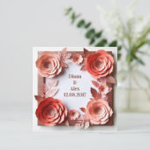 Invitation 💎 Mariage Diamant Floral Rose 💎 (Debout devant)