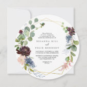 Invitation Mariage diamant géométrique de Bourgogne Gold (Devant)