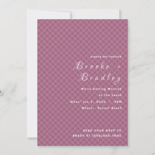 Invitation Mariage Diamant Royal Pourpre (Devant)