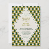 Invitation Mariage diamant Tartan irlandais (Devant)