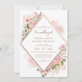 Invitation Mariage diamant Vintage Rose alléchant (Devant)