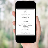 Invitation Mariage diamants monogramme moderne noir blanc