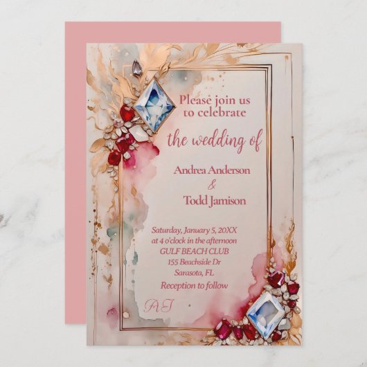 Invitation Mariage Diamond et Ruby (Devant / Derrière)