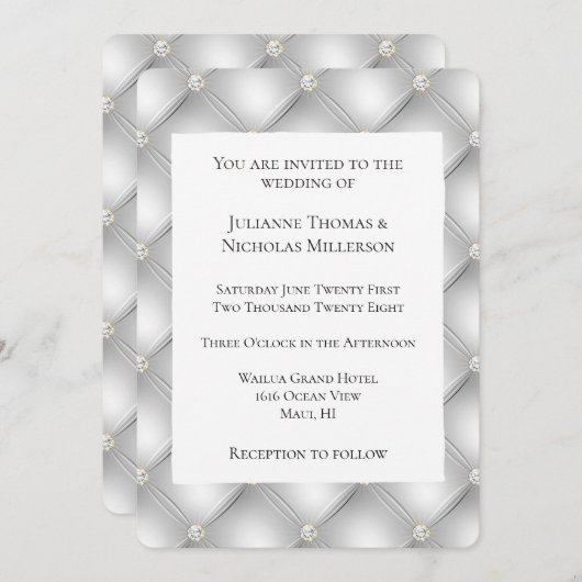 Invitation Mariage Diamond Glam Argent (Devant / Derrière)