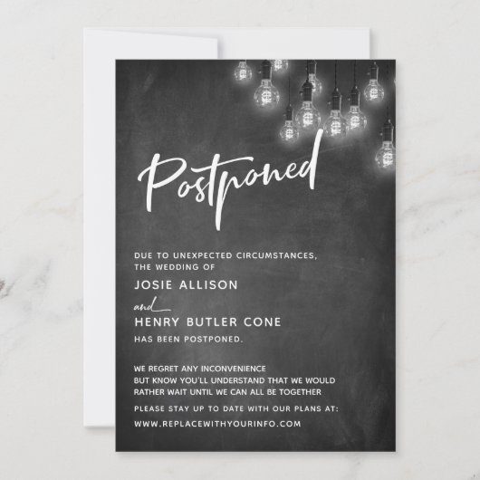 Invitation Mariage différé Edison de tableau de bord (Devant)