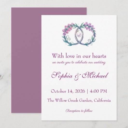 Invitation Mariage digitalis renard romantique (Devant / Derrière)