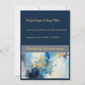 Invitation mariage d'illustration Abstrait Blue & Gold Ink (Devant)