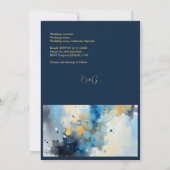 Invitation mariage d'illustration Abstrait Blue & Gold Ink (Dos)