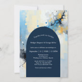 Invitation mariage d'illustration Abstrait Blue & Gold Ink (Devant)