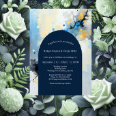 Invitation mariage d'illustration Abstrait Blue & Gold Ink