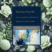 Invitation mariage d'illustration Abstrait Blue & Gold Ink
