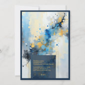 Invitation mariage d'illustration Abstrait Blue & Gold Ink (Dos)