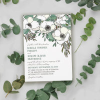 Mariage d'illustration blanc d'anémones Eucalyptus