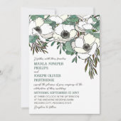Invitation Mariage d'illustration blanc d'anémones Eucalyptus (Devant)