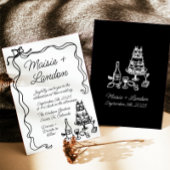 Invitation Mariage d'illustration de bordure en ruban lunaire
