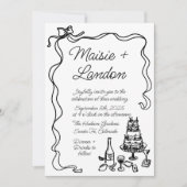 Invitation Mariage d'illustration de bordure en ruban lunaire (Devant)
