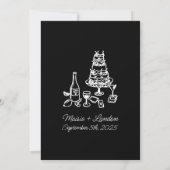 Invitation Mariage d'illustration de bordure en ruban lunaire (Dos)