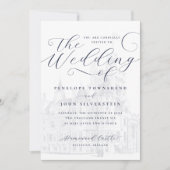 Invitation Mariage d'illustration de château de script romant (Devant)