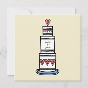 Invitation Mariage d'illustration de gâteau Mariage personnal