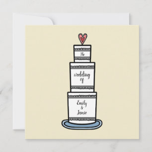 Invitation Mariage d'illustration de gâteau Mariage personnal
