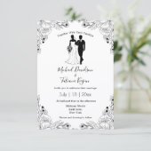 Invitation mariage d'illustration de mariée et de mariée (Debout devant)