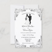 Invitation mariage d'illustration de mariée et de mariée (Devant)