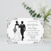 Invitation mariage d'illustration de mariée et de mariée bota (Debout devant)