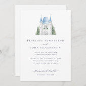 Invitation Mariage d'illustration du château d'aquarelle roma (Devant / Derrière)