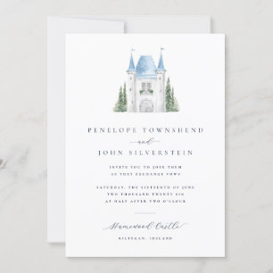 Invitation Mariage d'illustration du château d'aquarelle roma