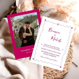 Invitation Mariage d'illustration manuscrit rose