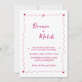 Invitation Mariage d'illustration manuscrit rose (Devant)