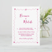 Invitation Mariage d'illustration manuscrit rose (Debout devant)