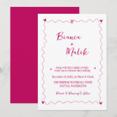 Invitation Mariage d'illustration manuscrit rose (Devant / Derrière)