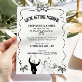 Invitation Mariage d'illustration moderne en noir blanc