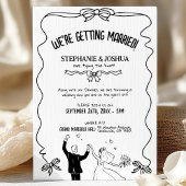 Invitation Mariage d'illustration moderne en noir blanc
