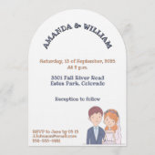 Invitation Mariage d'illustration simple, semblable à un dess (Dos)
