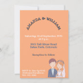 Invitation Mariage d'illustration simple, semblable à un dess (Dos)