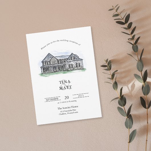 Invitation Mariage d'illustrations à main personnalisée